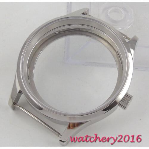 43mm Sapphire crystal 316L stainless steel polished bezel hardened High quality Watch Case fit eta 6497 6498 Movement