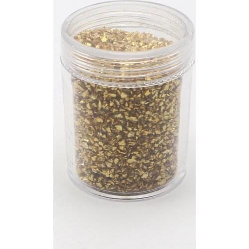 45 Gram Gold Glass Crushed Chips Irregular Shape Nail Art Tips + Storage Box
