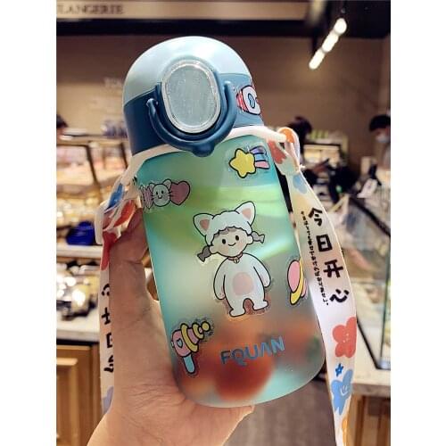 450ml Cute Cartoon Scale Drink Water Straw Bottle Cup Plastic for Baby Kids Children Student Boy Girl Creative Gift Wholesale