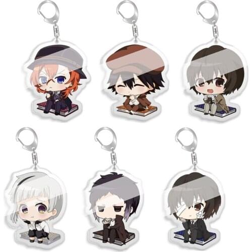 5pcs 10pcs Bungo Stray Dogs Nakajima Atsushi Dazai Osamu Edogawa Rampo PVC Pendant Keychain Keyring