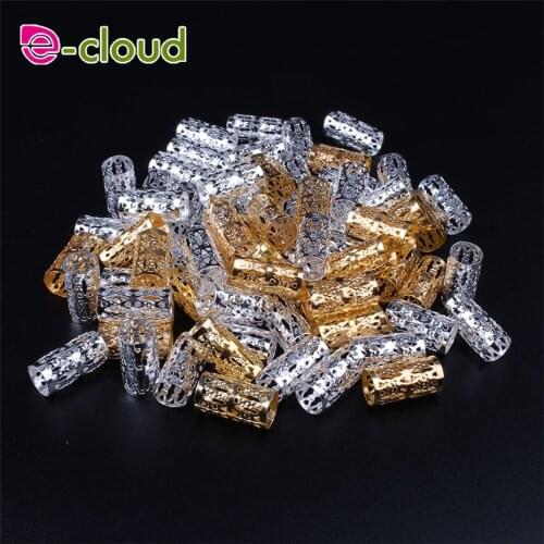 Hair Dreadlock Rings 50pcs/100 Pcs/Lot Golden Silver Color Hair Beads for Braiding Hair Extensions 8MM Hole Adjustable Hair Cuff