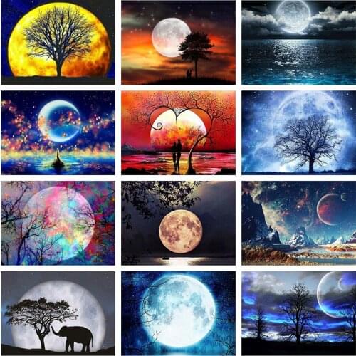 5d Diamond Painting Full Square/Round Moon Rhinestones Pictures Mosaic Diamond Embroidery Sale Scenery Cross Stitch Crafts Kit