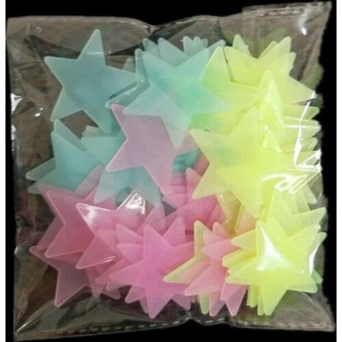 70Pcs 3.8CM Childrens Room Kindergarten Decoration Luminous Star Wall Stickers Yellow Blue Pink Fluorescent Stickers