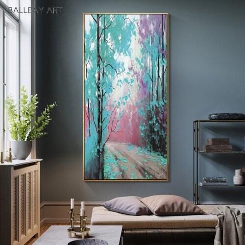 Watercolor Forest Trail Poster Oil Art Canvas Painting Wall Picture Long Banner Print Modern Home Room Decoration Wall Paintings