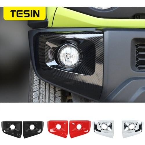 TESIN Car Stickers ABS Car Front Bumper Fog Lights Lamp Decoration Cover for Suzuki Jimny JB74 2019-2021 Car Eterior Accessories