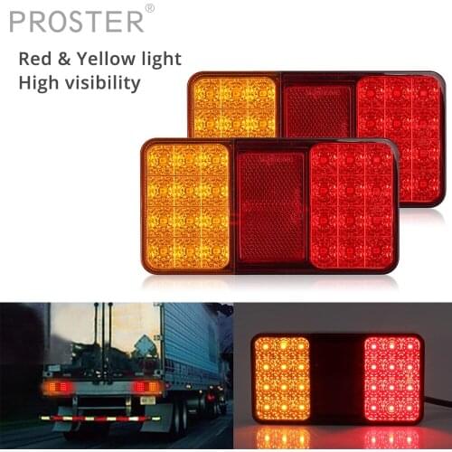 AUTOUTLET 2PCS For Tail Lights Waterproof 12V Rear Stop 24LED Brake Indicator Truck Trailer Tail Lights