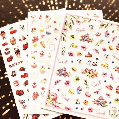 CA-24-281-282-424 cup cack 3d nail art stickers decal template diy nail tool decorations