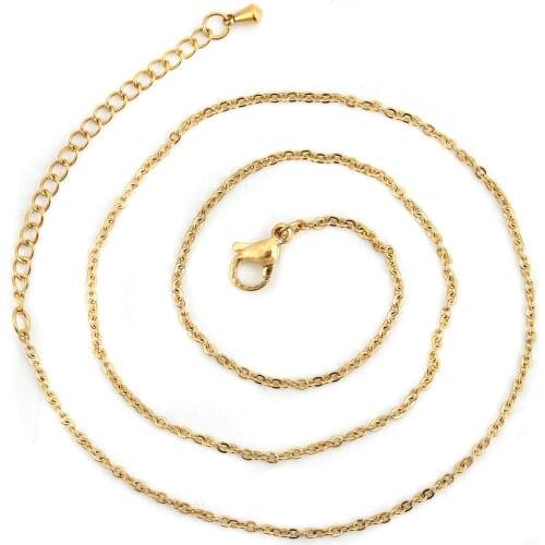 5 PCs/lot 304 Stainless Steel Chain Necklace Gold Color Daily Chain For Jewelry Necklace Making Accessories 41cm(16 1/8") long