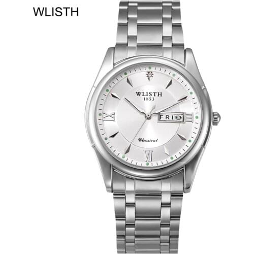 Часы мужские mens stainless steel business quartz watch waterproof luminous business workplace non-luminosity watch для кварцевы