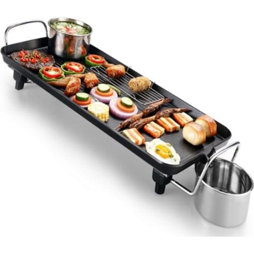 CUKYI Korean Household Electric Ovens Smokeless Nonstick Barbecue Machine Electric hotplate Teppanyaki Grilled Meat Pan 1400W EU