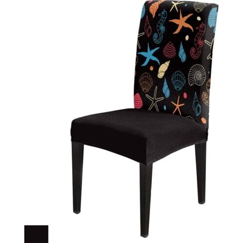 Color Cartoon Seahorse Starfish Shell Office Chair Cover Spandex Chair Cover Elastic Printing Home Wedding Dining Chair Covers