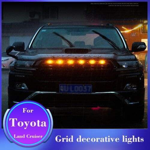 For Toyota Land Cruiser 2016-2020 LC200 Car Front Engine Decoration Lights Bar Car Front Hood Trim Lights Bar Refit Accessories