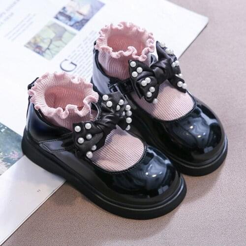 Child Moccasin Shoes Princess Shoe Girl 2021 New Kids Single Shoes College Style Sweet Shoe Baby Leather Shoe for Wedding Party