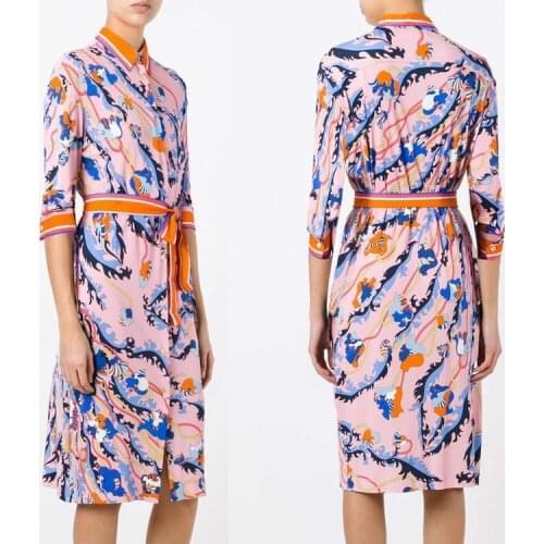 Elegant Turn-down Collar high waist slim half sleeve knitted elastic dress silk jersey fashion dress with belt free High-qualit