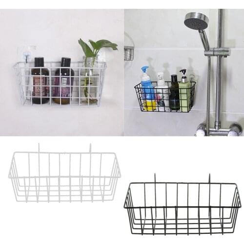 Nordic Style Grid Tall Storage Basket Metal Wire Hanging Basket for Bathroom Storage/ Over The Cabinet with 2 Hooks -23x10x8cm