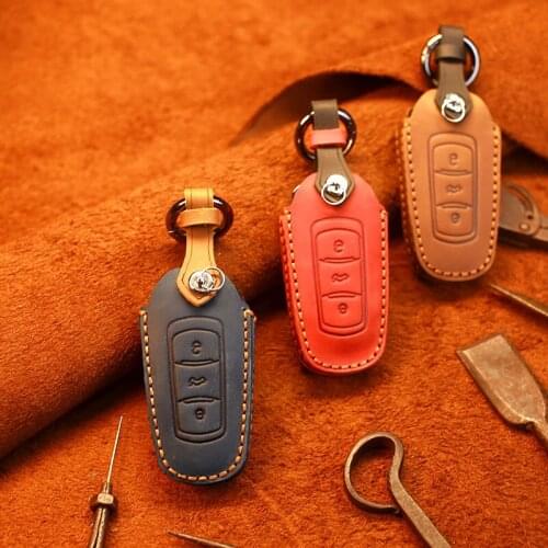 Leather Car Key Case Cover Protector For Geely Boyue Emgrand Borui Xing Yue Bin Yue Emgrand Bin Rui Crazy Horse Leather Car Key