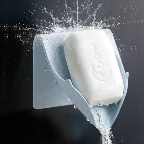 Creative Soap Box Asphalt Hanging Soap Rack No Perforating Wall Mounting Plant Fiber Toilet Soap Holder Bathroom Organizer