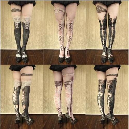 Hot sales! New Fashion Women Vintage Pantyhose Lolita Printed Pantyhose Wholesales