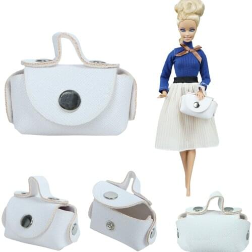 Fashion White Doll Bag Shoulder Shopping Handbag Make Up Bag Cute Purse Clothes Accessories for Barbie Doll 1/6 DIY Kids Toy