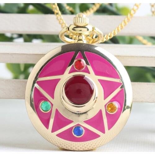 Fashion and Casual Animation Janpanese Cosplay Sailor moon Pocket Watch with Chain Necklace Pendant Pocke Watch Gift PLl9