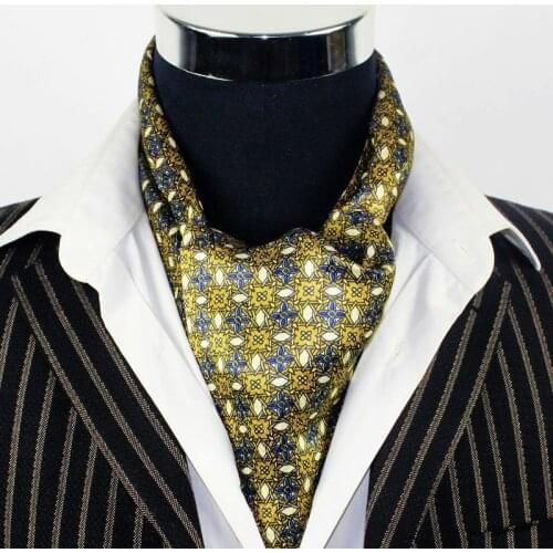 Fashion Brand New Mens 100% Silk Scarf Long Silk Scarf Cravat Scarives Double Layer Yellow Dot