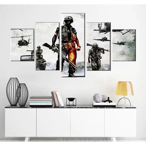 Modular Canvas Pictures HD Printed Wall Art Framework 5 Pieces Army Soldiers In Battle Painting Living Room Home Decor Posters
