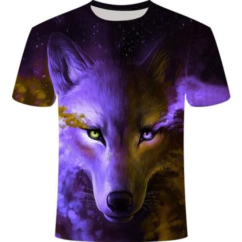 Summer Wolf T shirt for Men Streetwear O-Neck Short Sleeve Tees Tops Funny Animal Male Clothes Casual 3D Print Tshirt S-6X