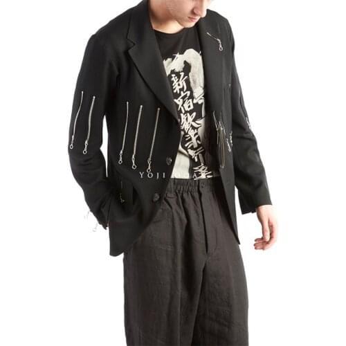 S-6XL!!2019 mens zip-up suit jacket small audience designer heavy industry motorcycle jacket