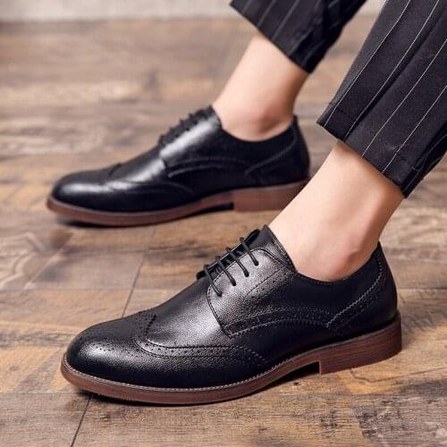 Mens Oxfords Shoes fashion business Leather Dress Shoe Male Wedding shoe social chaussure homme Fluff Office Formal Shoes
