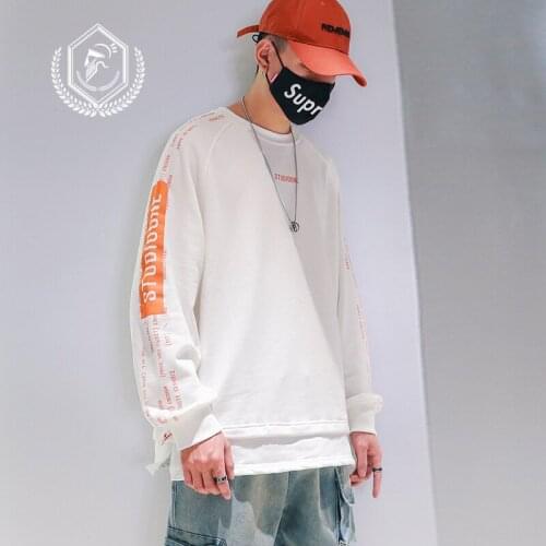 Men Fashion Loose Print Casual Pullover Hip Hop Sweatshirts