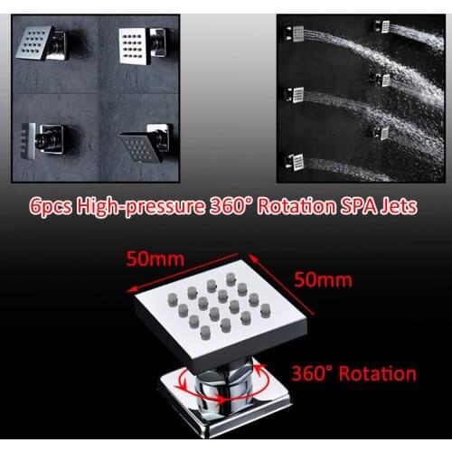 Vidric Luxury LCD Digital Shower Faucets Set LED Rainfall Shower Head Side SPA Massage Jets 3-way Digital Display Mixer Tap Bath