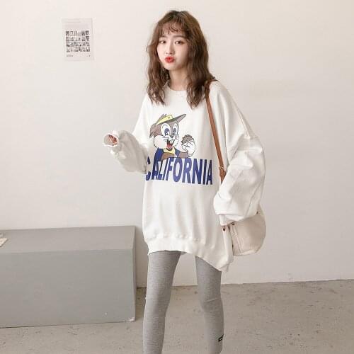 Spring And Autumn New Style Maternity Clothes Korean-style Loose-Fit Pregnant WOMENS Hoodie Front Short Long Back O Neck Crew N