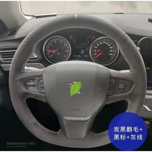 DIY Hand-Stitch steering Wheel Cover For Peugeot 408 508 307 3008 5008 308 Suede Leather Auto Parts Interior Car Accessories