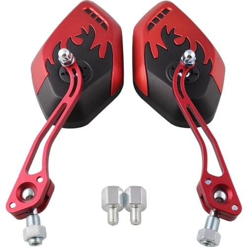 Pair Motorcycle Mirorr 8mm&10mm White Glass Moped Handlebar Motorbike Side Mirrors