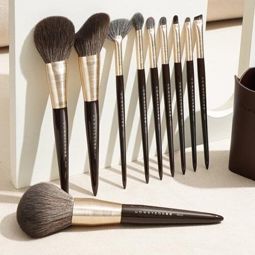 Rownyeon Makeup Brush with Storage Brush Organizer Fiber Goat Hair