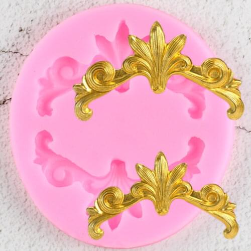 Baroque Scroll Leaf Border Silicone Mold Relief Cupcake Topper Decoration Candy Chocolate Fondant Molds Cake Decorating Tools