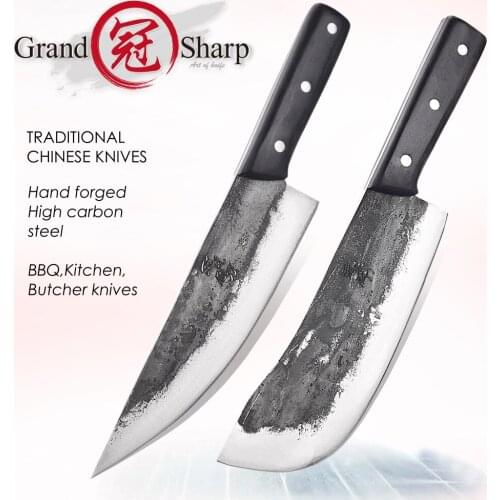 Handmade Traditional Chinese Knives Chef Butcher Cleaver BBQ Cooking Tools High Carbon Steel ECO Friendly Products Wood Handle