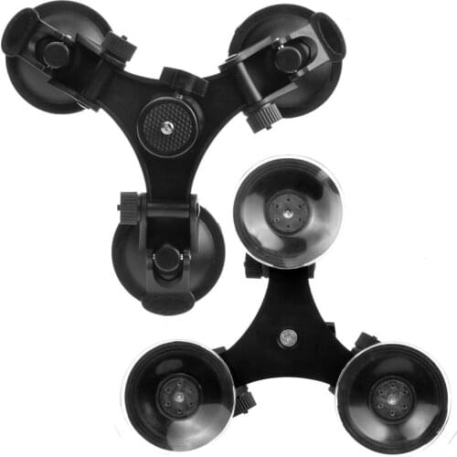 Triple Cup Camera Suction Mount For Gopro 9 8 7 6 Sony 4K Car Stand 1/4 Threaded Head 360 Tripod Ball Head Action Accessories