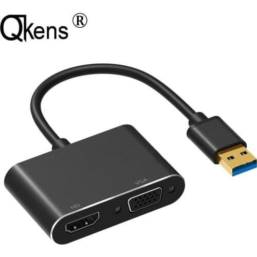 USB 3.0 To HDMI-compatible VGA 2K HD 1080P Audio Video Cable Adapter Converter for Macbook PC Laptop To Monitor TV Projector