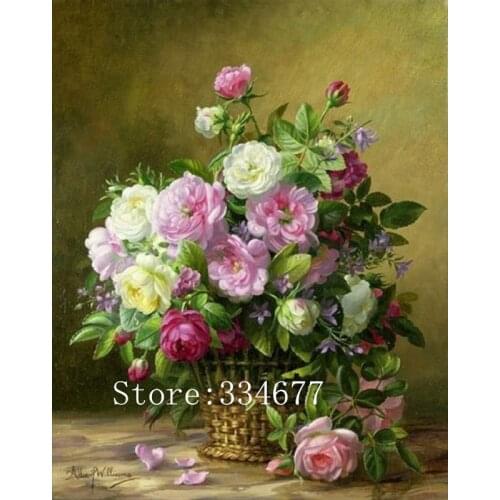 Embroidery Needlework Crafts 14CT Unprinted Aida DIY Rose flower baskets Oil Painting Cross Stitch Kits Set Handmade Arts Home