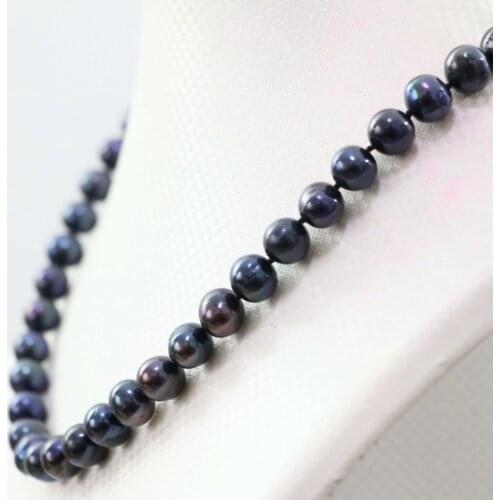 High quality natural black freshwater pearl 7-8mm irregular round beads chain choker necklace for women diy jewelry 18inch B1024