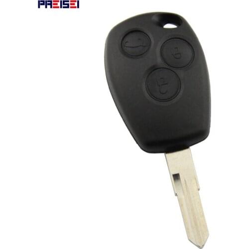 PREISEI 20pcs/lot 3 Button No Logo Replacements Car Remote Key Covers Case Fob For Renault Logan Scenic With Battery Holder