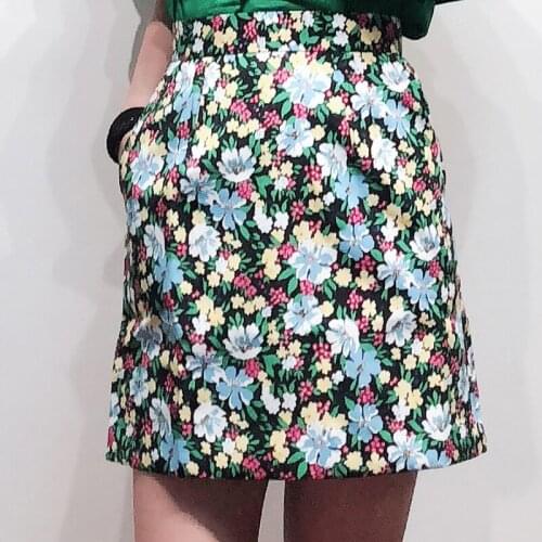 Patads French minority simple fresh floral short skirt spring and summer mini skirt womens dress e19jikael