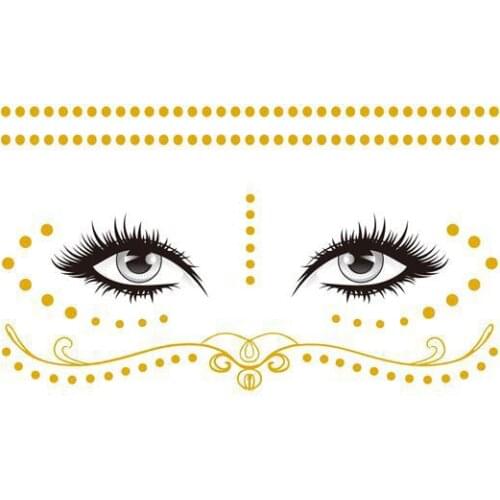 Gold Face Temporary Tattoo Sticker chain plant pattern Waterproof Freckles Makeup Eye Decal Body Art for Girl Kid 10