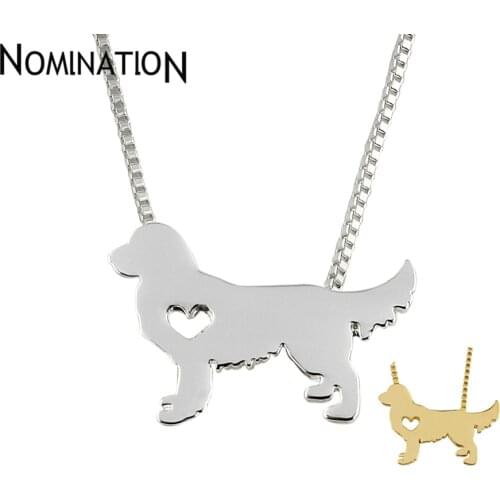 Golden retriever necklace dog pendant jewelry golden colors plated