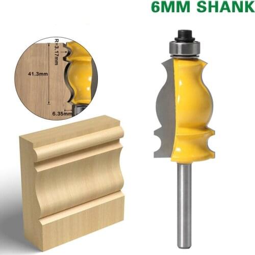 1PC 6MM Shank Architectural Cemented Carbide Molding Router Bit Trimming Wood Milling Cutter for Woodwork Cutter Power Tools