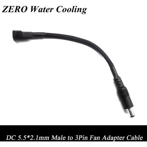 2pcs 15cm Black Sleeved 5.5*2.1mm DC Male to 3Pin/ 4Pin Fan Adapter Cable