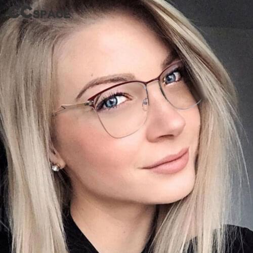 48281 Retro Metal Glasses Frame Anti-Blue Light Business Mens and Womens Optical Fashion Computer Glasses