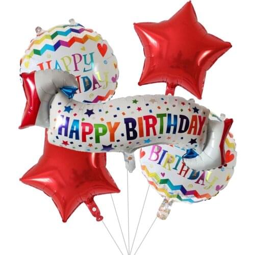 5pcs Happy Birthday banners balloons birthday party decorations for home Helium balloon Round star globos baby shower kids toys