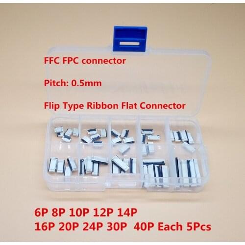 50pcs Clamshell Bottom Contact Type 0.5mm Filp Down FFC FPC Connector 6/8/10/12/14/16/20/24/30/40 Pin